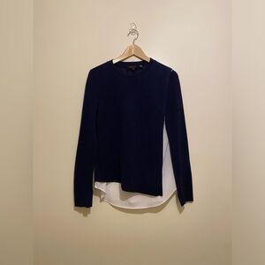 Ted Baker Navy and White Long Sleeve Sweater. Size 2